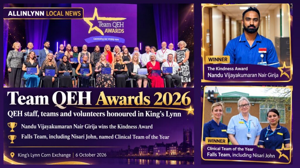 Team QEH Awards 2026 winners at King’s Lynn Corn Exchange